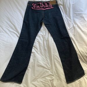 Von Dutch Pink Patch Denim Flare Y2K
